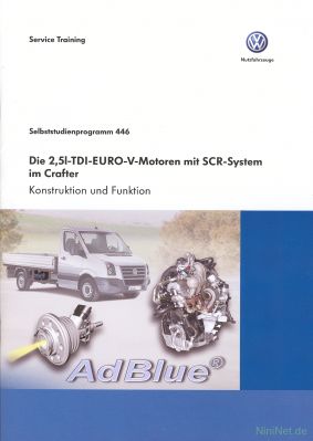 Cover des SSP Nr. 446 von Volkswagen Nutzfahrzeuge mit dem Titel: Die 2,5l-TDI-EURO-V-Motoren mit SCR-System im Crafter 
