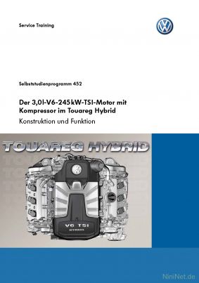 Cover des SSP Nr. 452 von VW mit dem Titel: Der 3,0l-V6-245kW-TSI-Motor mit Kompressor im Touareg Hybrid 