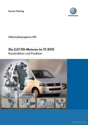Cover des SSP Nr. 455 von Volkswagen Nutzfahrzeuge mit dem Titel: Die 2,0l-TDI-Motoren im T5 2010 