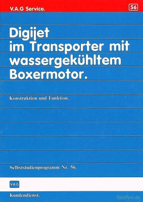 Cover des SSP Nr. 56 von VW mit dem Titel: Digijet im Transporter mit wassergekühltem Boxermotor 