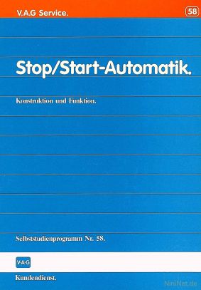 Cover des SSP Nr. 58 von VW mit dem Titel: Stop/Start-Automatik 