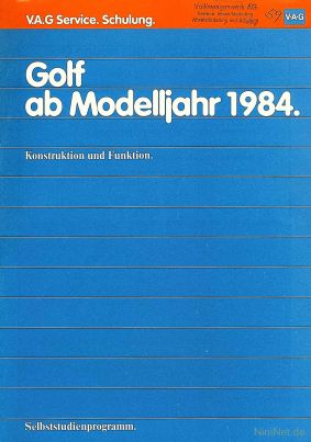 Cover des SSP Nr. 59 von VW mit dem Titel: Golf ab Modelljahr 1984 