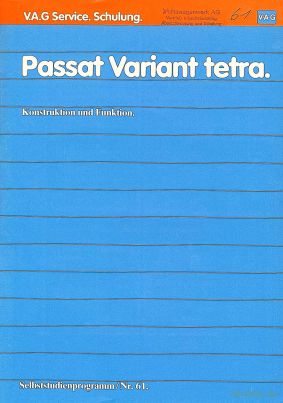 Cover des SSP Nr. 61 von VW mit dem Titel: Passat Variant syncro 