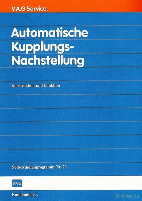Cover des SSP Nr. 73 von VW mit dem Titel: Automatische Kupplungs-Nachstellung 
