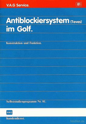 Cover des SSP Nr. 81 von VW mit dem Titel: Antiblockiersystem (Teves) im Golf 