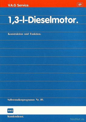 Cover des SSP Nr. 89 von VW mit dem Titel: 1,3-l-Dieselmotor 