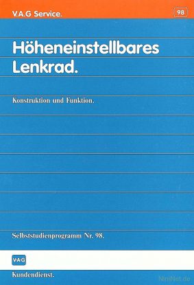 Cover des SSP Nr. 98 von VW mit dem Titel: Höheneinstellbares Lenkrad 