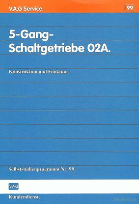 Cover des SSP Nr. 99 von VW mit dem Titel: 5-Gang-Schaltgetriebe 02A 